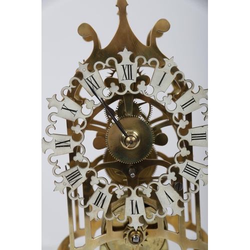 107 - 19TH-CENTURY BRASS & STEEL SKELETON CLOCK