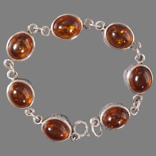 1224 - SILVER AND AMBER BRACELET