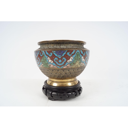 123 - JAPANESE CHAMPLEVE ENAMELLED JARDINIERE