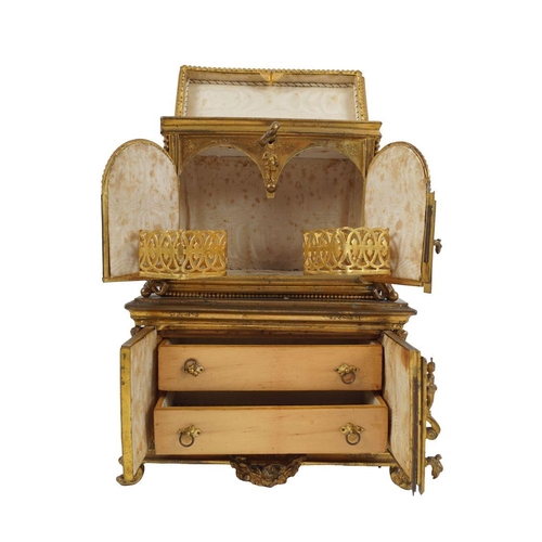 125 - 19TH-CENTURY ORMOLU JEWELLERY TABLE CABINET