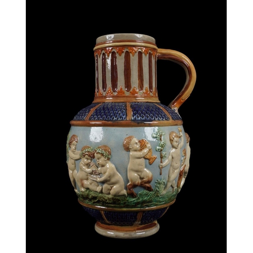 128 - 19TH-CENTURY MAJOLICA EWER