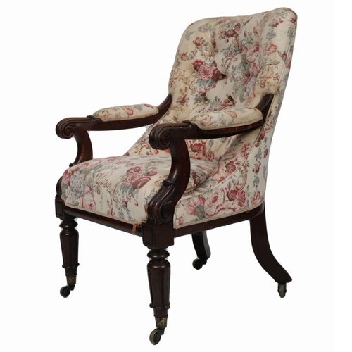 130 - REGENCY MAHOGANY LIBRARY CHAIR