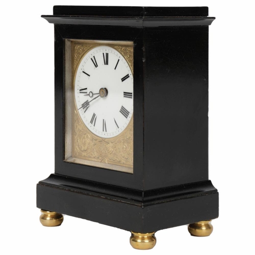 140 - 19TH-CENTURY EBONISED MINIATURE BRACKET CLOCK