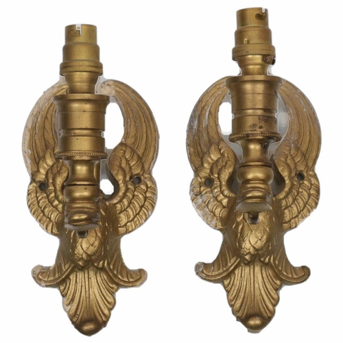 16 - PAIR OF GILT METAL EMPIRE STYLE WALL LIGHTS