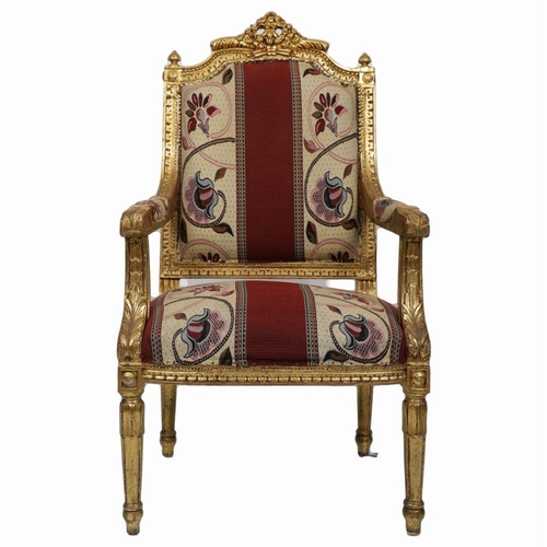 182 - LOUIS XVI STYLE GILT FRAMED ARMCHAIR