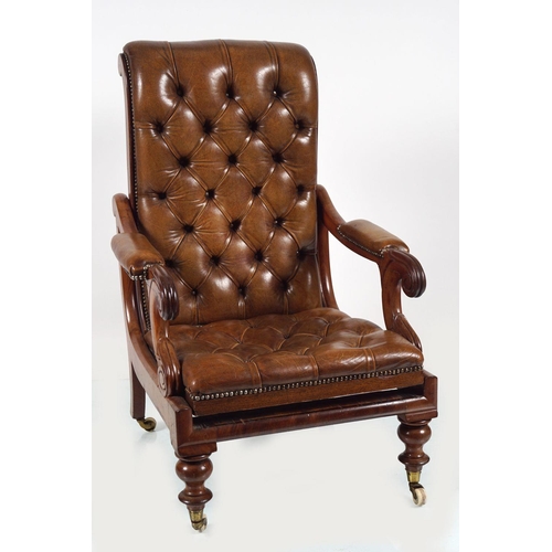 207 - REGENCY HIDE UPHOLSTERED LIBRARY CHAIR