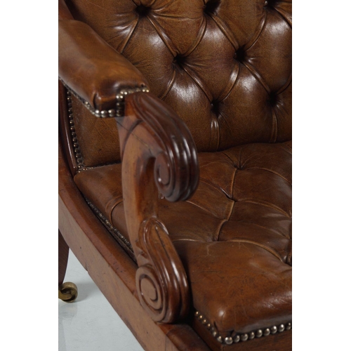 207 - REGENCY HIDE UPHOLSTERED LIBRARY CHAIR