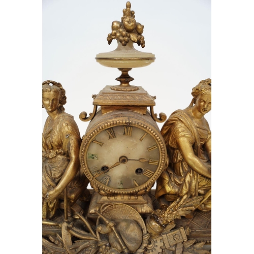 208 - 19TH-CENTURY FRENCH GILT METAL CLOCK