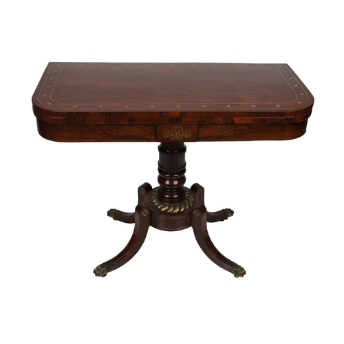 218 - REGENCY ROSEWOOD & BRASS INLAID GAMES TABLE