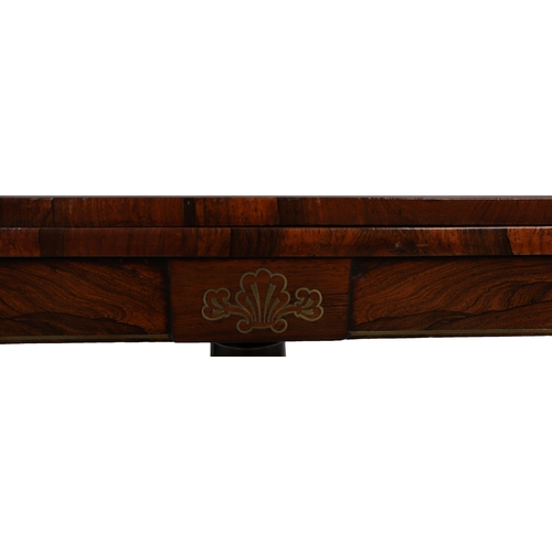 218 - REGENCY ROSEWOOD & BRASS INLAID GAMES TABLE