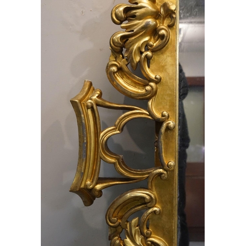 247 - LARGE WILLIAM IV CHIPPENDALE GILTWOOD MIRROR