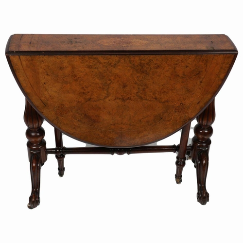 302 - EARLY VICTORIAN BURR WALNUT & INLAID YACHT TABLE