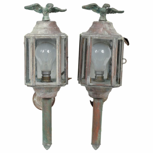 32 - PAIR OF BRASS CARRIAGE LAMPS