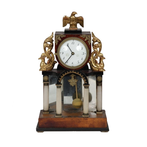 36 - FRENCH EMPIRE MAHOGANY & PARCEL-GILT CLOCK