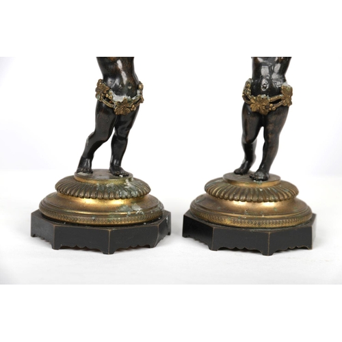 361 - PAIR 18TH-CENTURY BRONZE & CAST IRON PUTTI