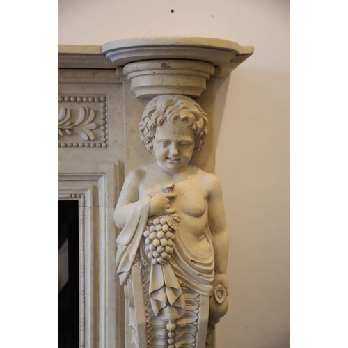 383 - LARGE LOUIS XV STYLE MARBLE CHIMNEY PIECE