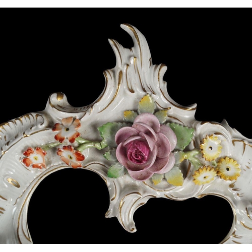 391 - 19TH-CENTURY GERMAN PORCELAIN FRAMED VANITY MIRROR