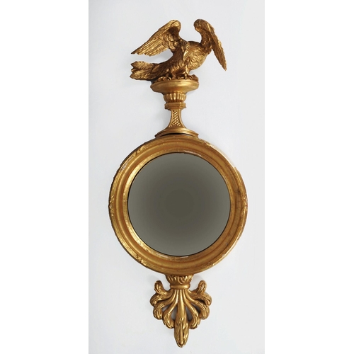 42 - REGENCY GILT FRAMED CONVEX MIRROR