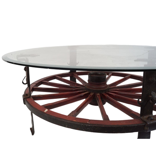 452 - LARGE BESPOKE CARTWHEEL COFFEE TABLE