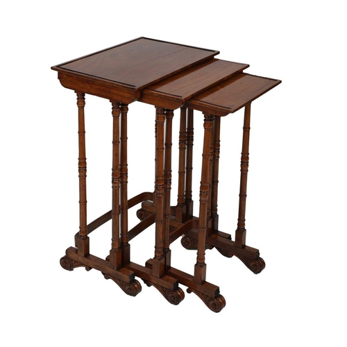 47 - 19TH-CENTURY MAHOGANY NEST OF 3 TABLES