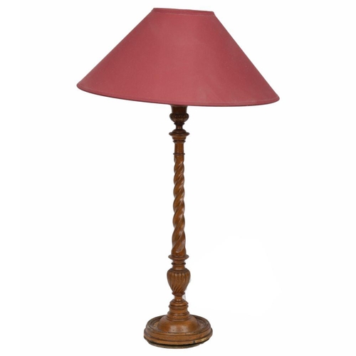 52 - EDWARDIAN TURNED WOOD TABLE LAMP