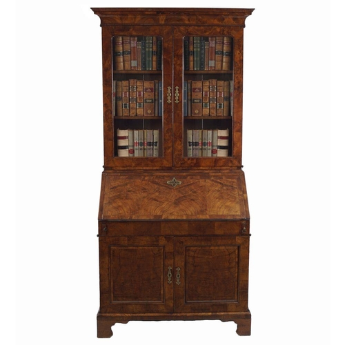 57 - EARLY 18TH-CENTURY WALNUT BUREAU BOOKCASE