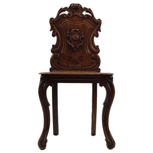 58 - 19TH-CENTURY OAK HALL CHAIR