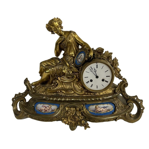 60 - 19TH-CENTURY SEVRES & ORMOLU MANTEL CLOCK