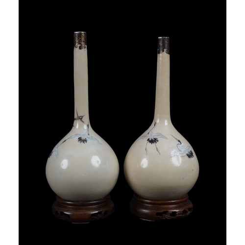 7 - PAIR OF JAPANESE SATSUMA VASES