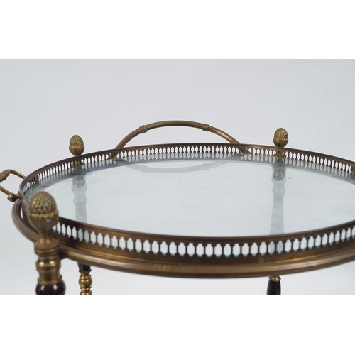 90 - EARLY 20TH-CENTURY BRASS & GLASS DRINKS TROLLEY