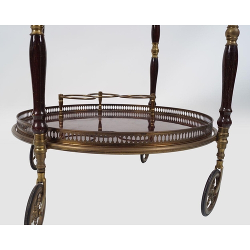 90 - EARLY 20TH-CENTURY BRASS & GLASS DRINKS TROLLEY