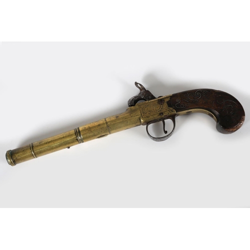 1022 - 18TH-CENTURY BRASS PISTOL