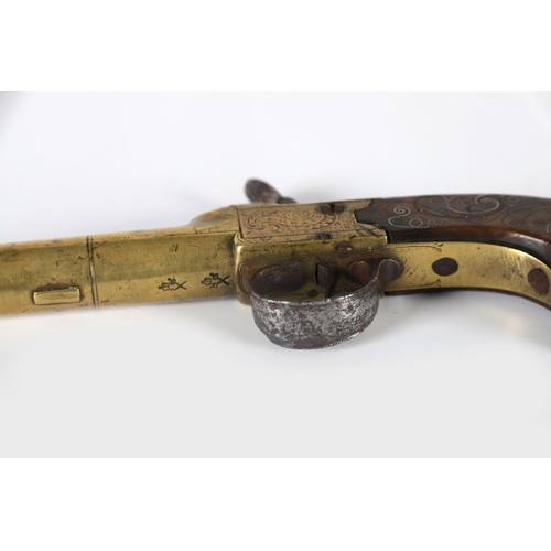1022 - 18TH-CENTURY BRASS PISTOL