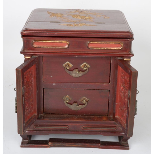 1000 - CHINESE LACQUERED & PARCEL-GILT VANITY BOX