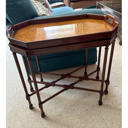 1009 - WALNUT SERVING TRAY ON STAND