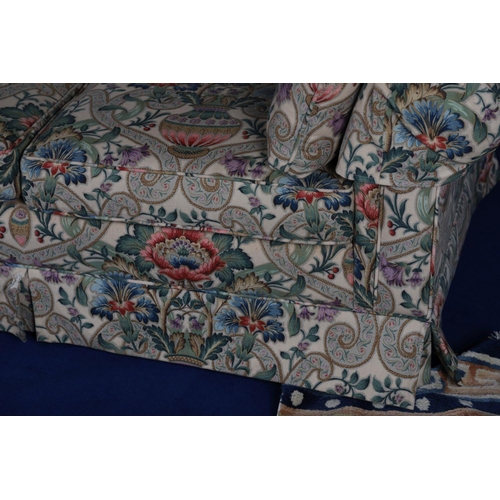 1019 - SANDERSON CASCACS LINEN UPHOLSTERED SETTEE