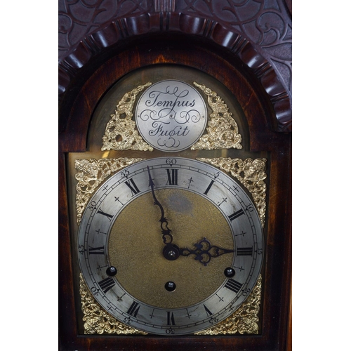 1020 - EDWARDIAN MAHOGANY CHIMING GRANDDAUGHTER CLOCK