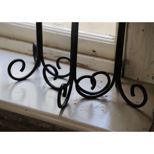 1045 - 3 WROUGHT IRON CANDLESTICKS