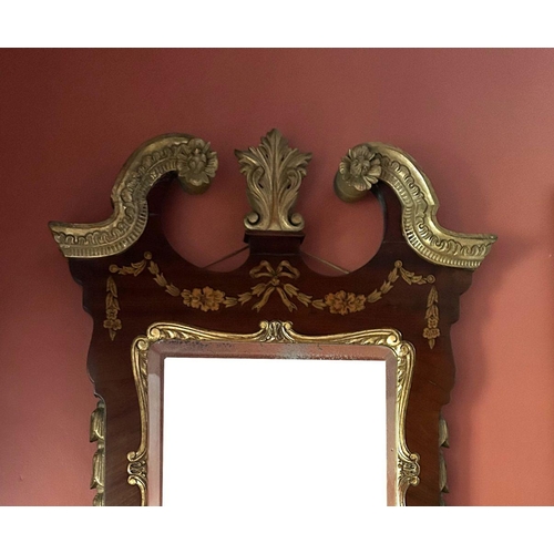 1089 - 19TH-CENTURY MARQUETRY FRAMED PIER MIRROR