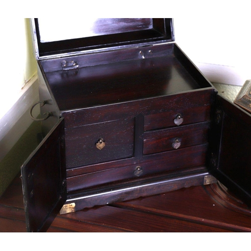 1100 - 19TH-CENTURY CHINESE HARDWOOD JEWELLERY CHEST