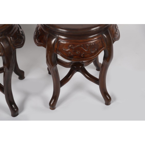 1104 - PAIR CHINESE HARDWOOD PEDESTALS