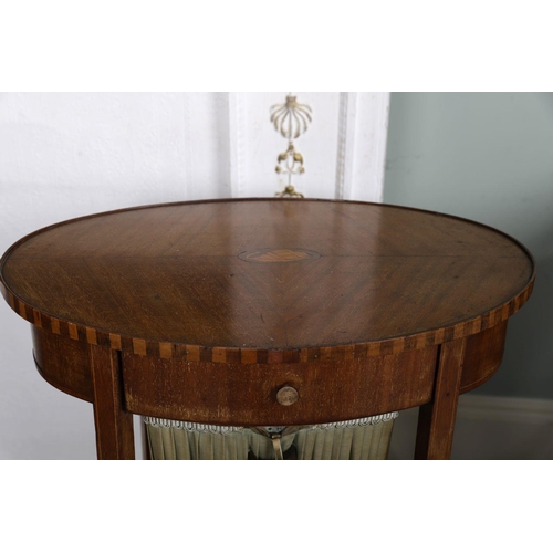 1107 - EDWARDIAN MAHOGANY & SATINWOOD WORKTABLE