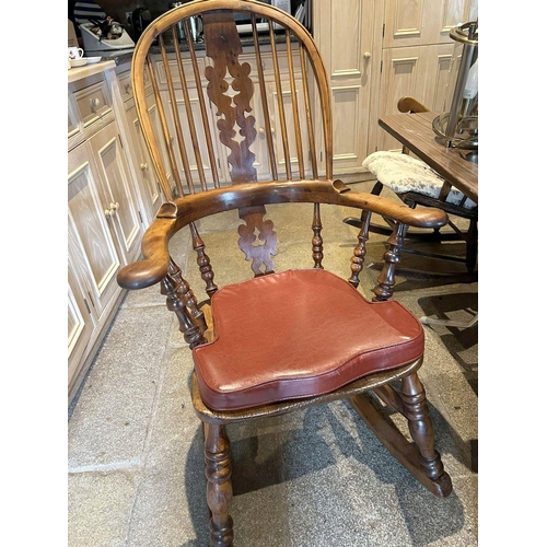 1112 - YEW WOOD WINDSOR ROCKING CHAIR