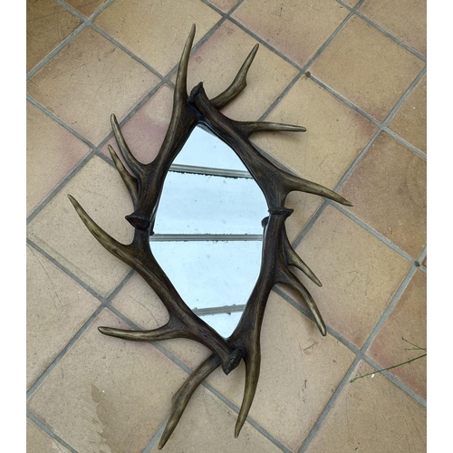 1114 - SCULPTED ANTLER ART MIRROR