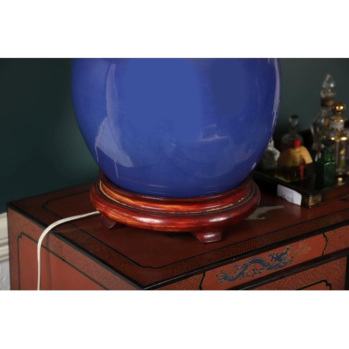 1133 - CHINESE BLUE GLAZED TABLE LAMP