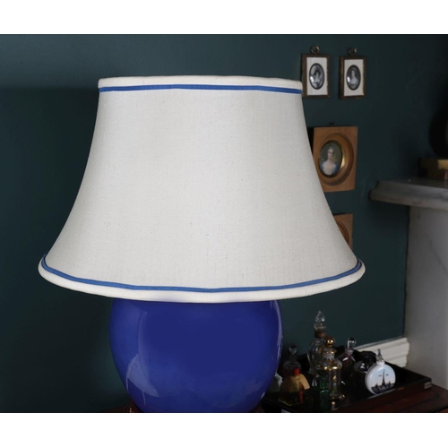 1133 - CHINESE BLUE GLAZED TABLE LAMP