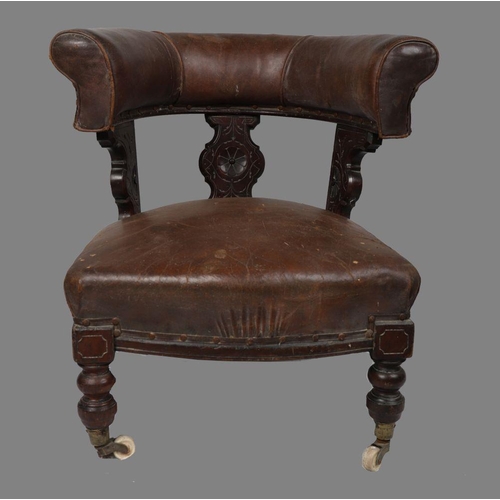 1147 - 19TH-CENTURY LEATHER CLUB ARMCHAIR