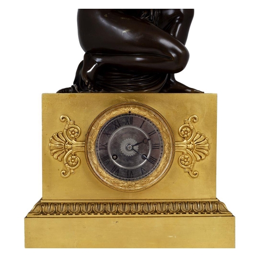 1166 - 19TH-CENTURY ORMOLU & BRONZE MANTEL CLOCK