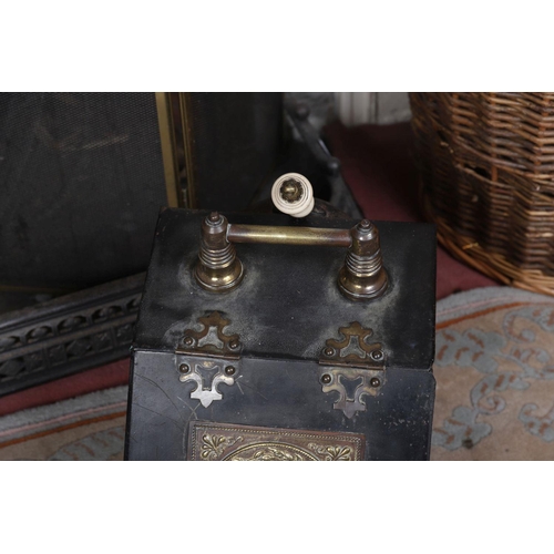 1182 - VICTORIAN TOLEWARE & BRASS COAL BOX