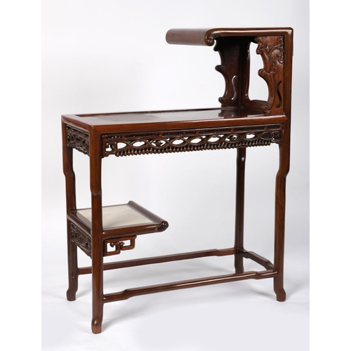 1185 - CHINESE HARDWOOD TIERED SIDE TABLE